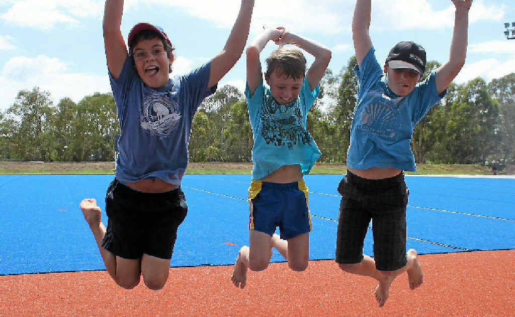 Matt Eastwell, Jacob Rolfe and Simon Rolfe on the new field. Matt Eastwell, Jacob Rolfe and Simon Rolfe on the new field.